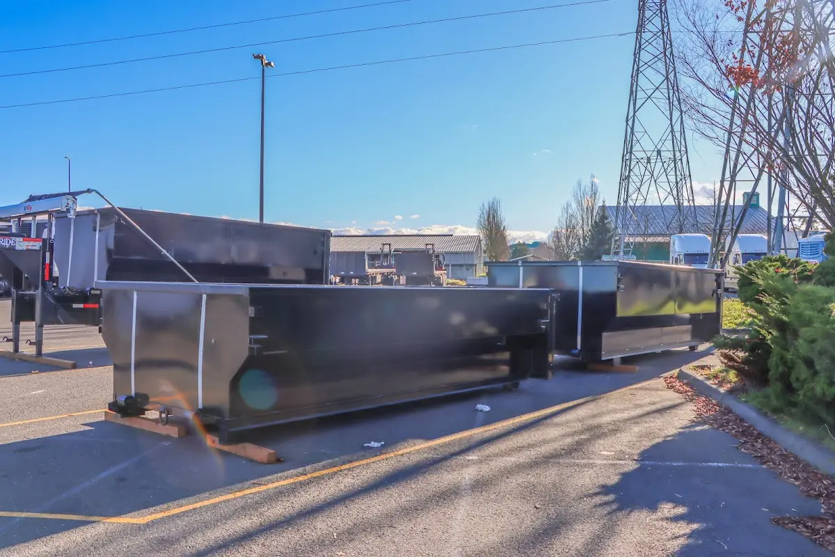 Roll-off dumpster ready for waste disposal at job site for Commercial Dumpster Rental in Media